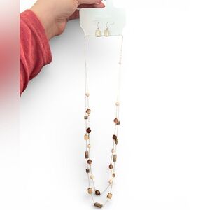 Color Layered Necklace and Earrings Set